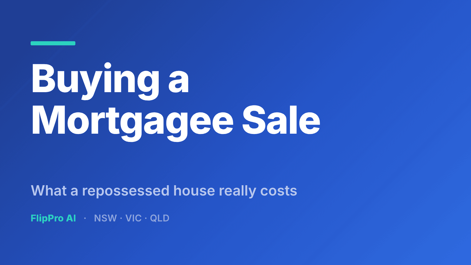 A plain suburban brick house with a real estate auction board out front, representing a mortgagee-in-possession property a flipper might buy at a repossession sale in Australia