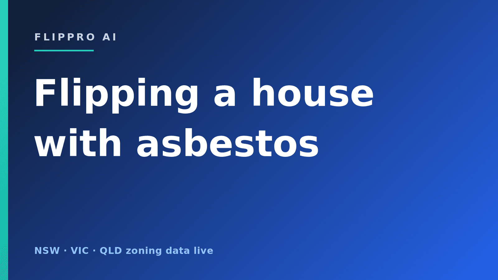 A tired 1970s brick-and-fibro house mid-renovation with cladding partly removed, representing flipping an older Australian home that may contain asbestos